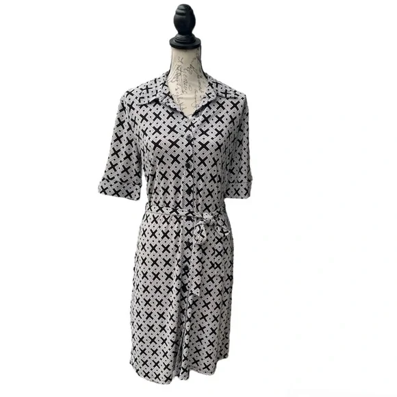 Style & Co. | Dresses | Style Co Blackwhite Print Button Visit Front Belted Kneelength Dress Sz M | Poshmark Style & Co. | Dresses | Style Co Blackwhite Print Button Visit Front Belted Kneelength Dress Sz M | Poshmark